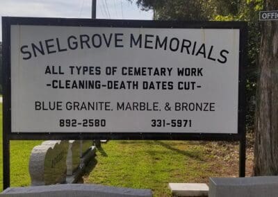 Snelgrove Memorials Sign